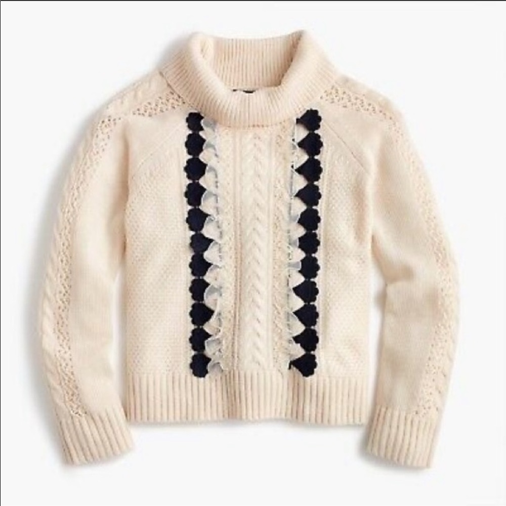Jcrew white knit long sleeve turtleneck